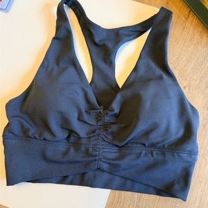 PARAGON Black Racerback Sports Bra with Front Ruching and legging - set - size M